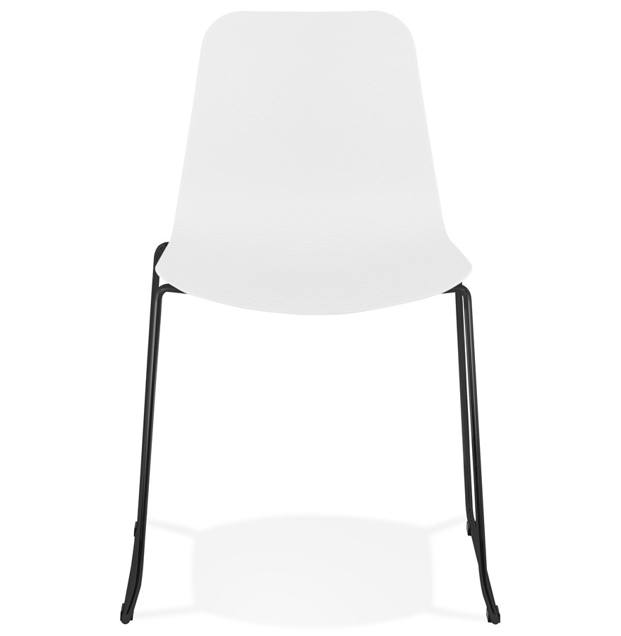 Chaise moderne 'EXPO' blanche avec pieds en métal noir vue2