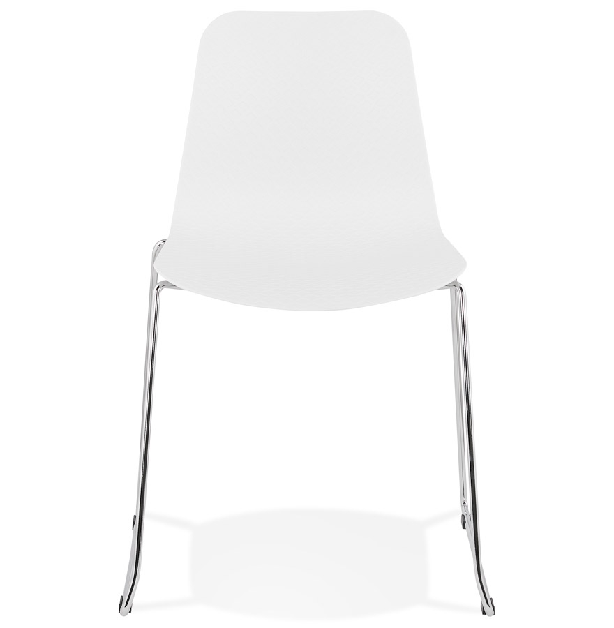 Chaise moderne 'EXPO' blanche avec pieds en métal chromé vue2