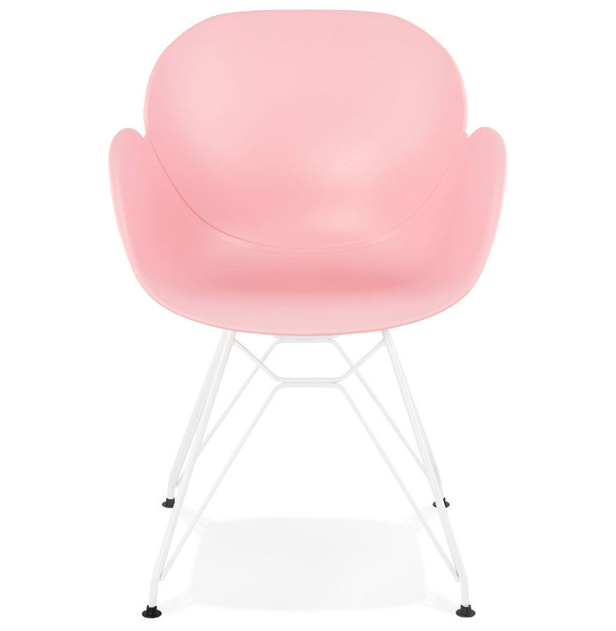 Chaise moderne ´FIDJI´ rose avec pieds en métal blanc