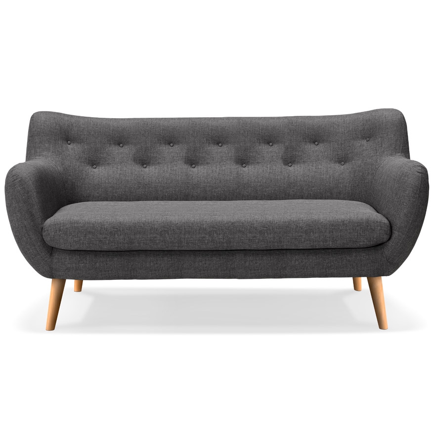 Canapé droit 3 places ´GASPARD´ en tissu gris foncé
