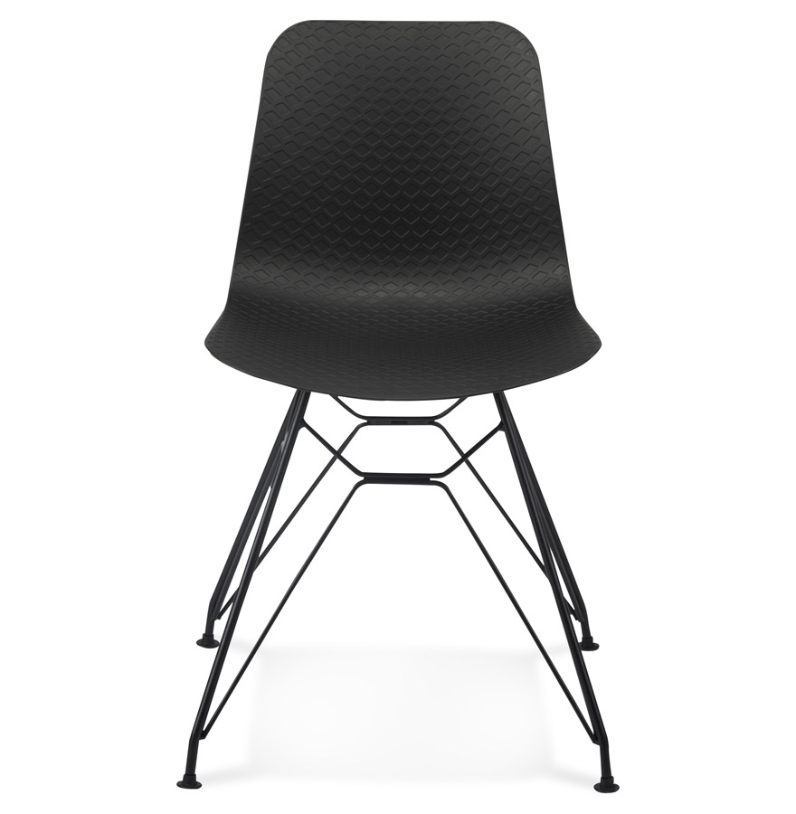 Chaise design ´GAUDY´ noire style industriel avec pied en métal noir