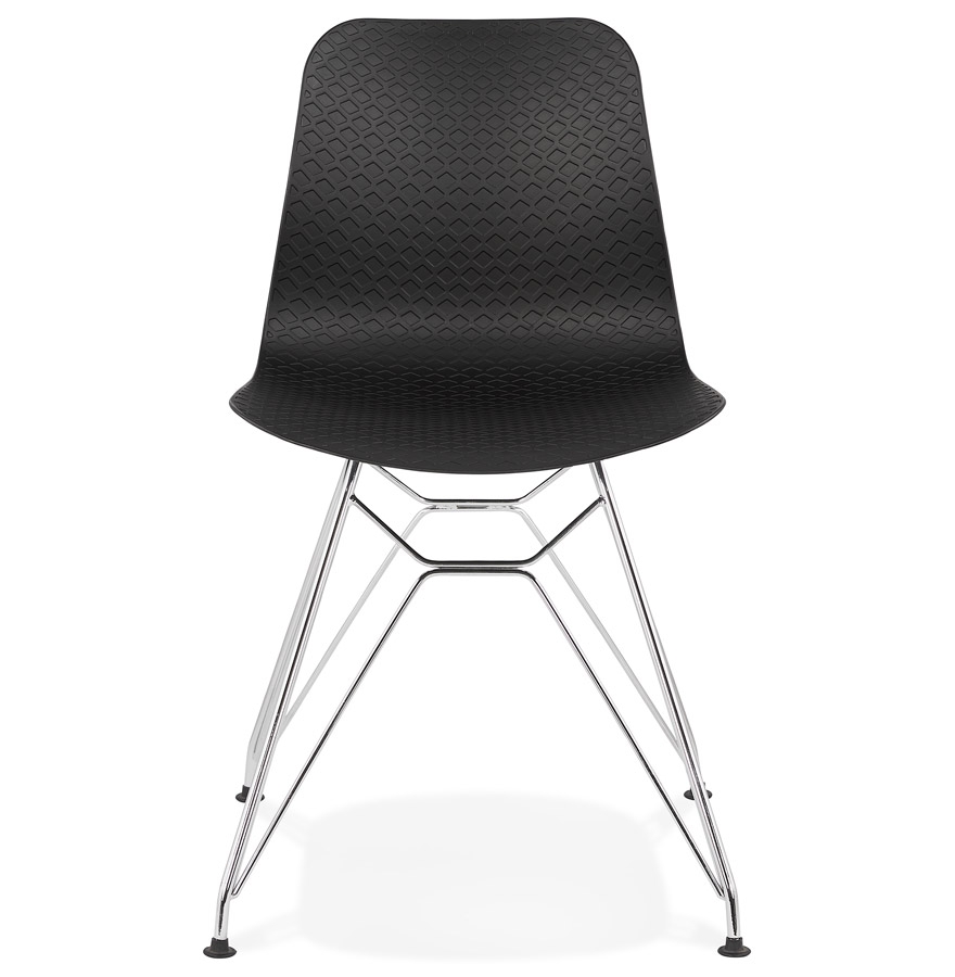 Chaise design 'GAUDY' noire avec pied en métal chromé vue2