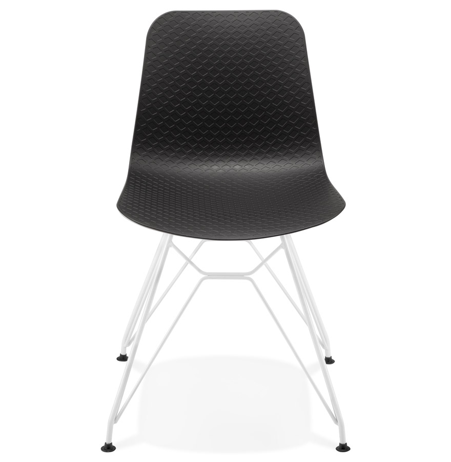 Chaise moderne 'GAUDY' noire avec pied en métal blanc vue2