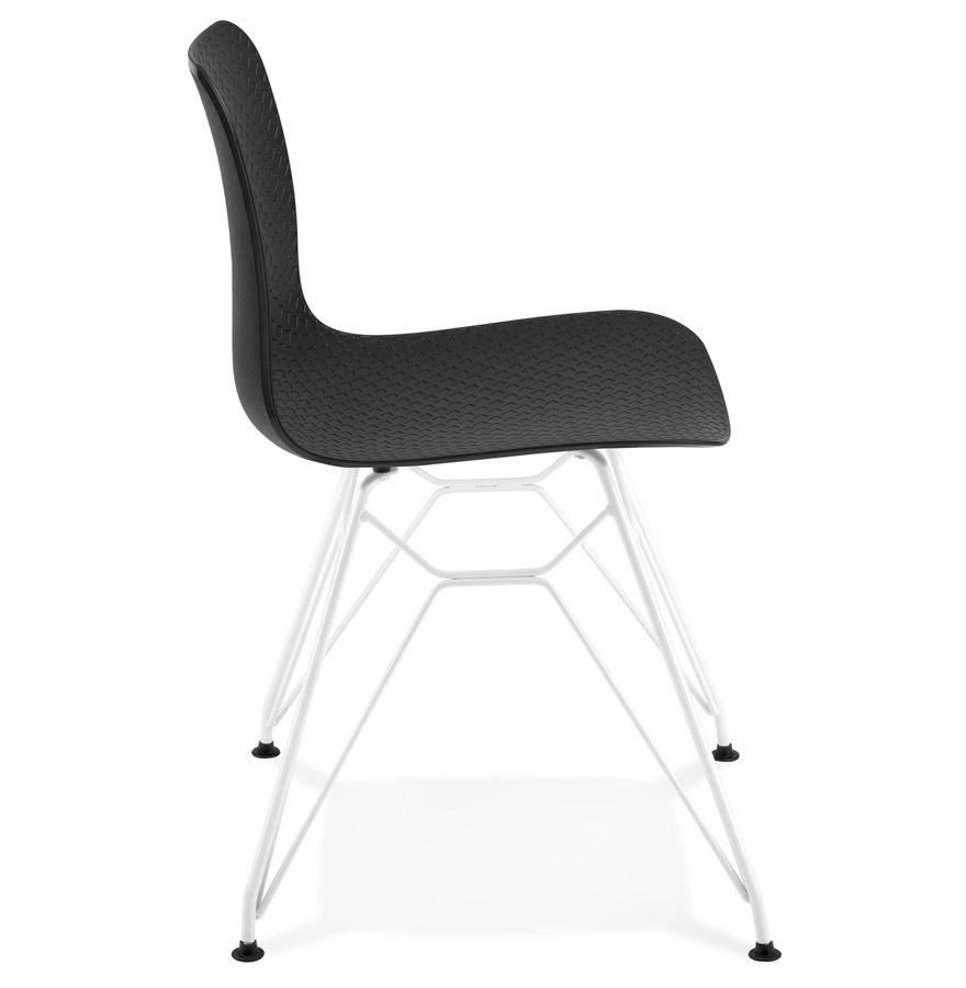 Chaise moderne 'GAUDY' noire avec pied en métal blanc vue3