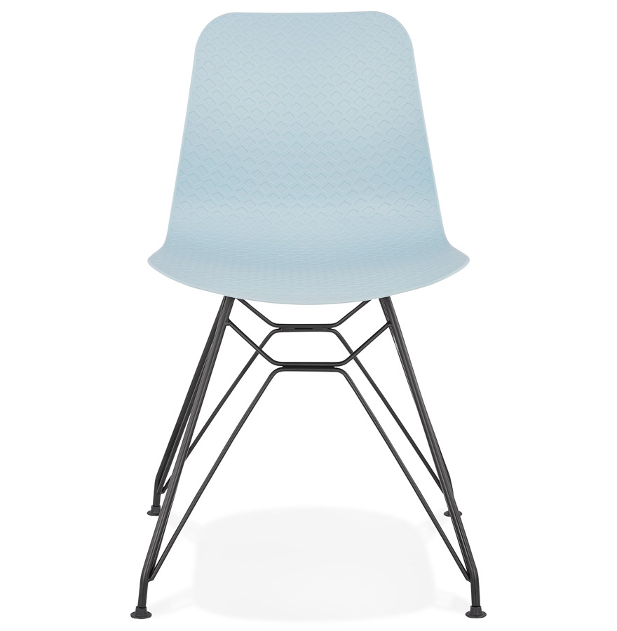 Chaise design ´GAUDY´ bleue style industriel avec pied en métal noir