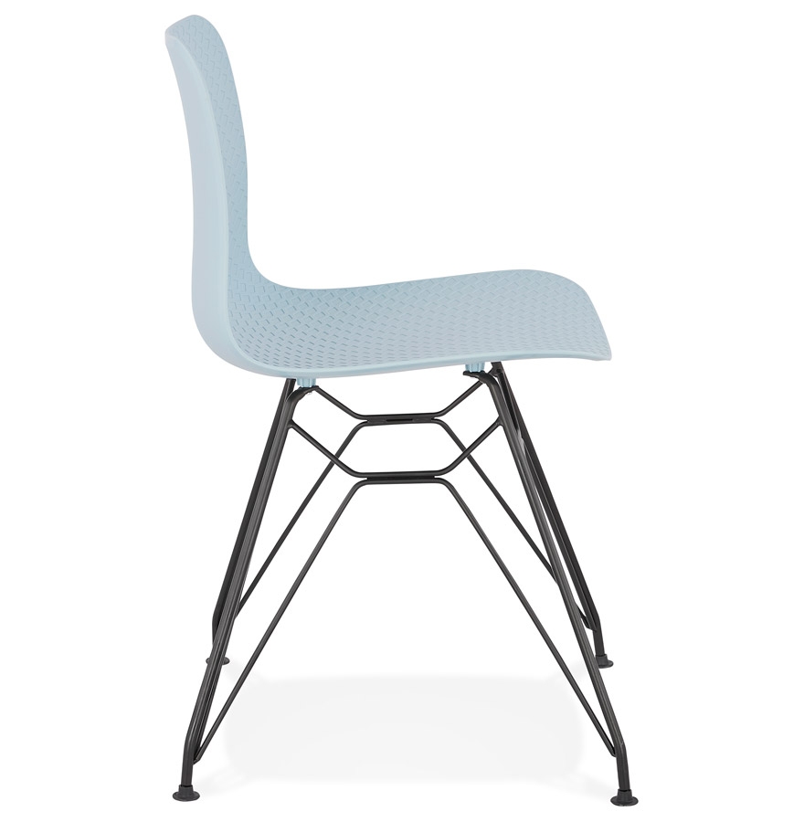 Chaise design 'GAUDY' bleue style industriel avec pied en métal noir vue3