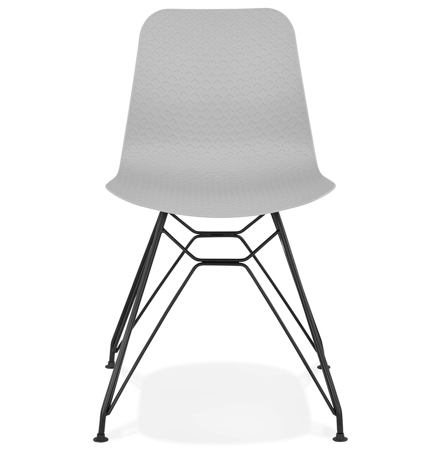 Chaise design 'GAUDY' grise style industriel avec pied en métal noir vue2