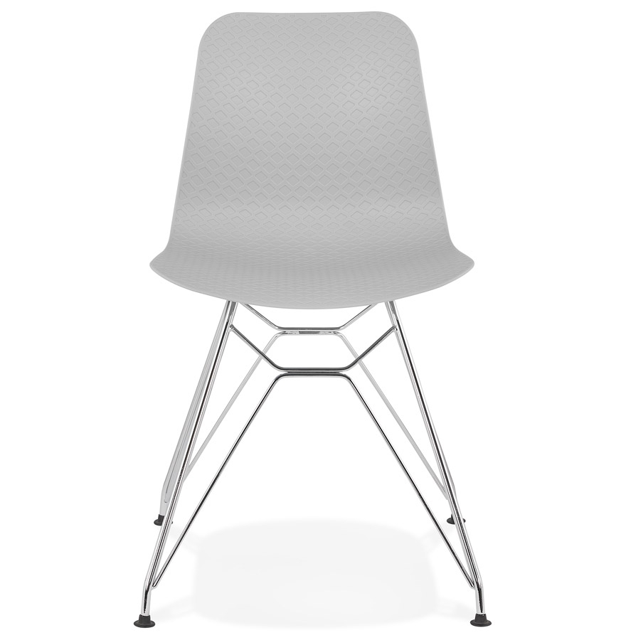 Chaise design 'GAUDY' grise avec pied en métal chromé vue2