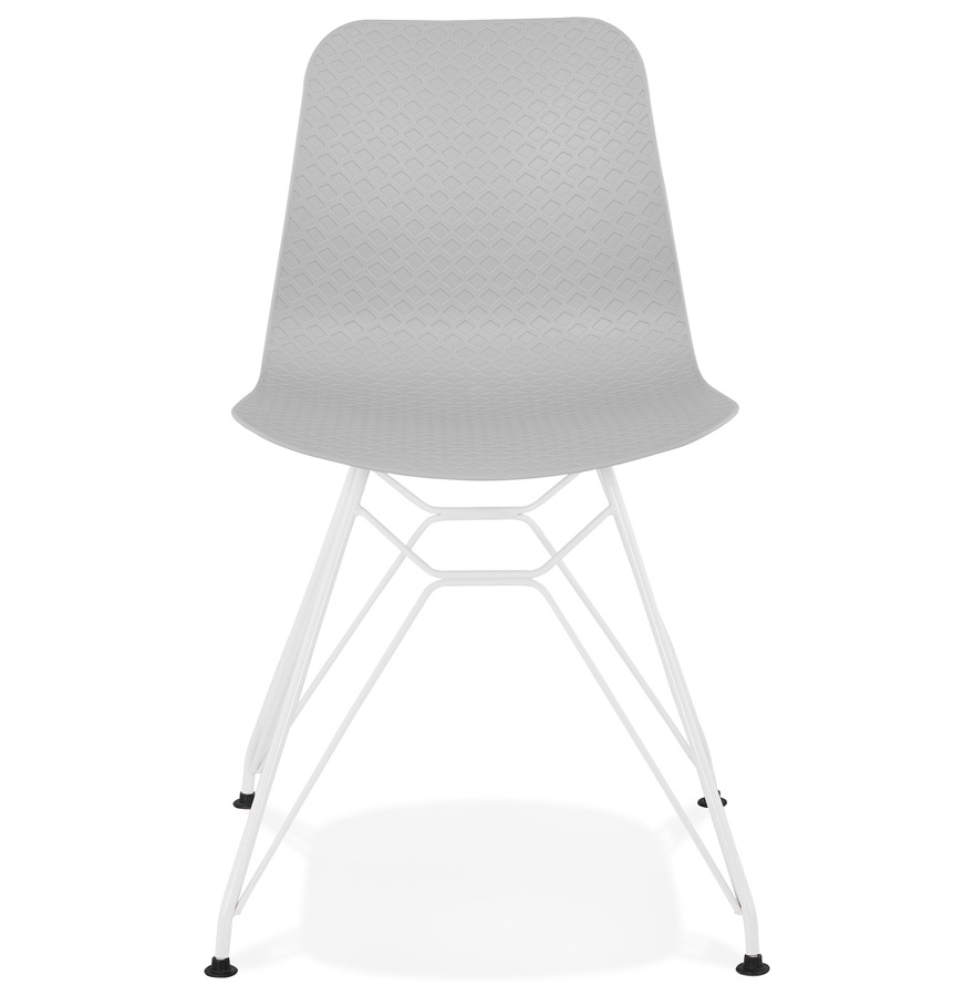 Chaise moderne ´GAUDY´ grise avec pied en métal blanc