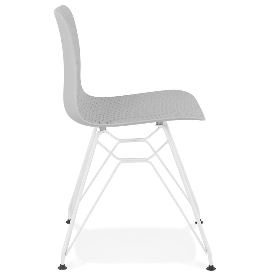 Chaise moderne 'GAUDY' grise avec pied en métal blanc vue3