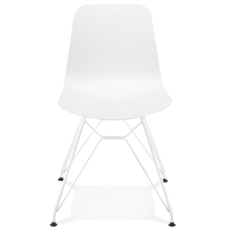 Chaise moderne ´GAUDY´ blanche avec pied en métal blanc