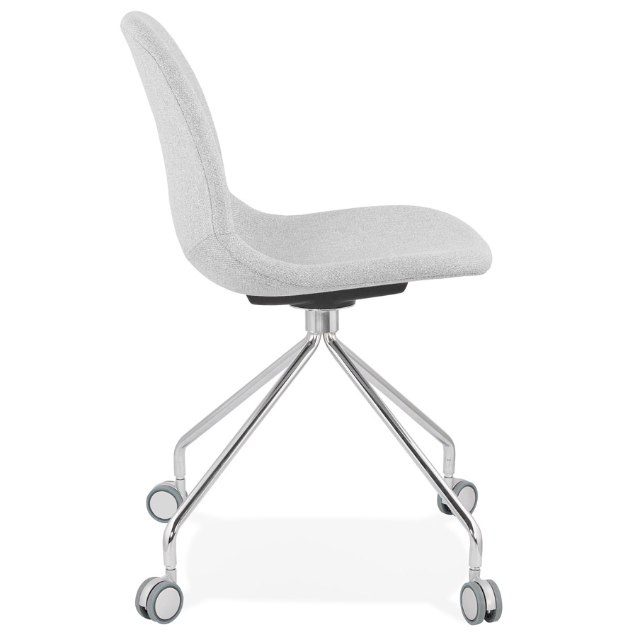 Chaise de bureau design 'GLIPS' en tissu gris clair sur roulettes vue3