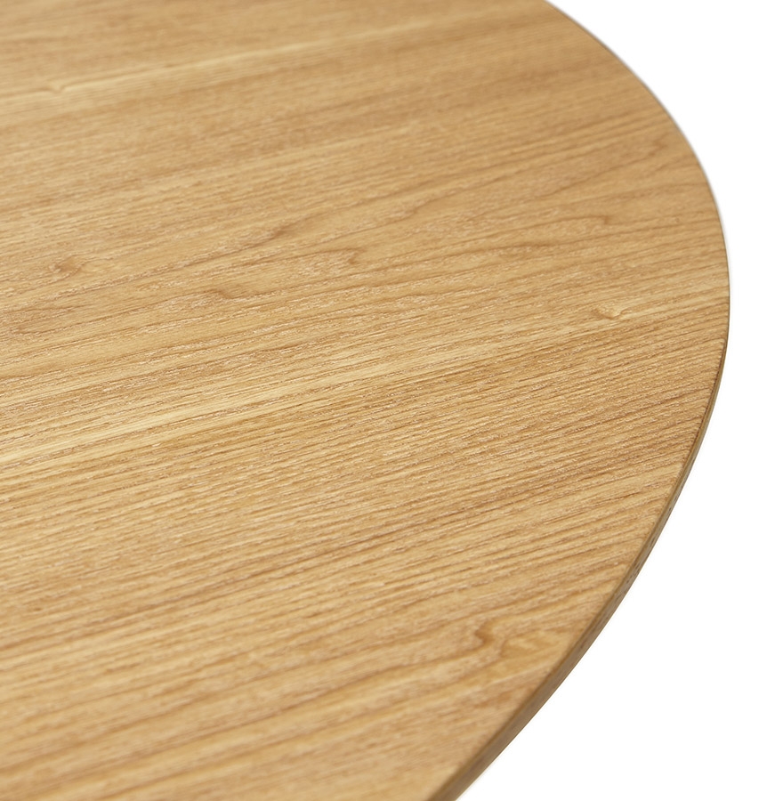 Table à dîner  / de bureau ronde design 'GLOBO' en bois finition naturelle et pied central en métal noir - Ø120 cm vue2