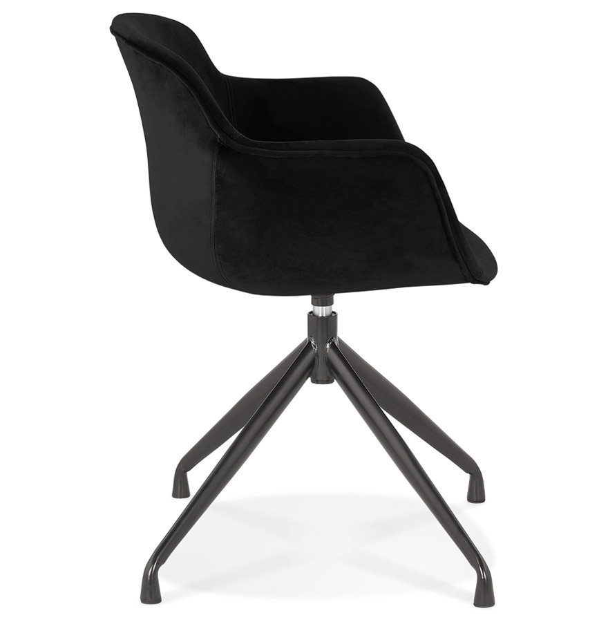 Chaise design avec accoudoirs 'GRAPIN' en velours noir vue3