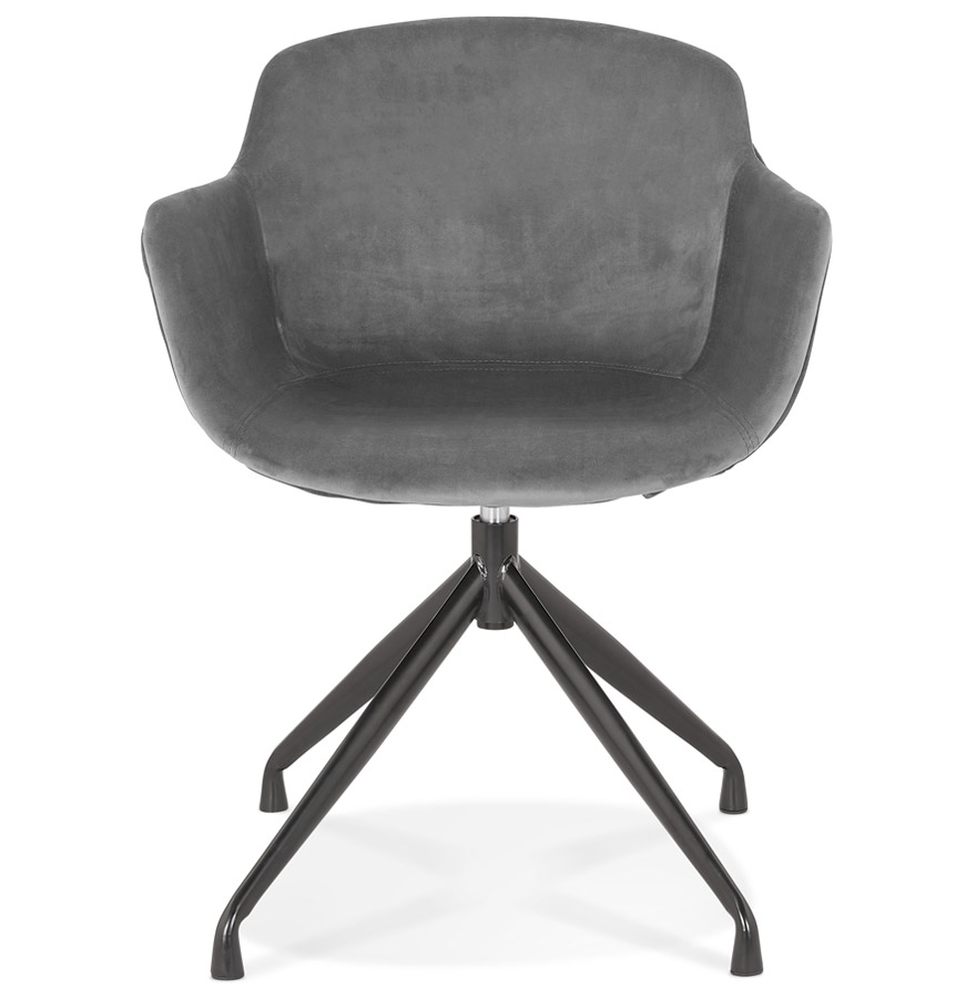 Chaise design avec accoudoirs 'GRAPIN' en velours gris vue2