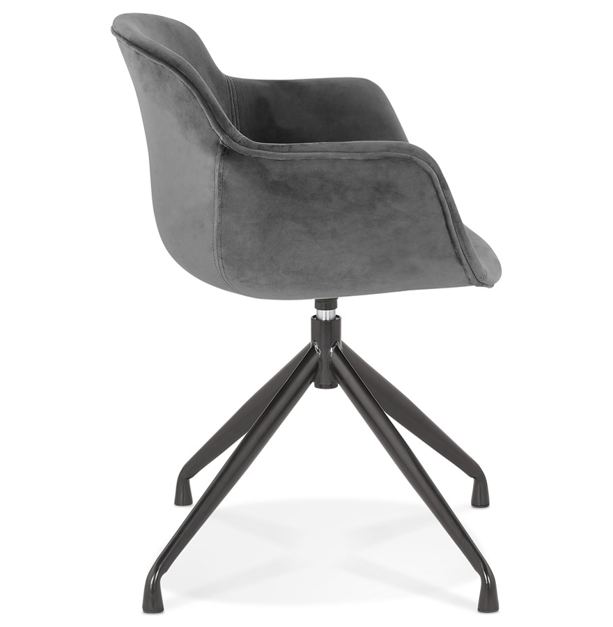 Chaise design avec accoudoirs 'GRAPIN' en velours gris vue3
