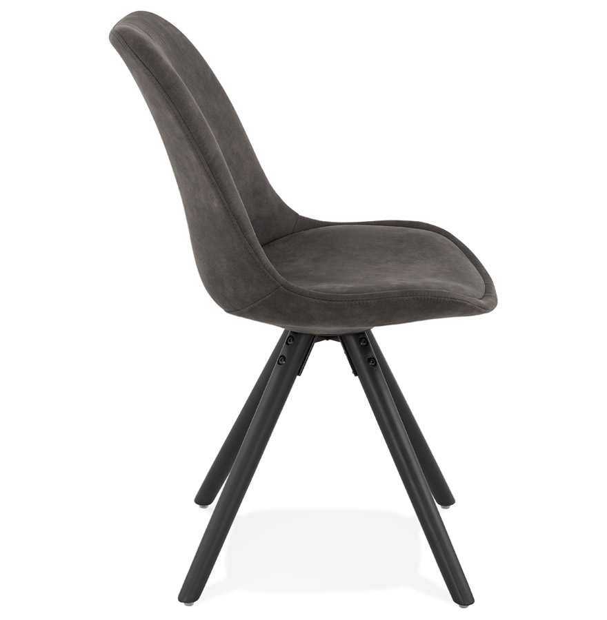 Chaise confortable 'HARRY' en microfibre grise et pieds en bois noir vue3