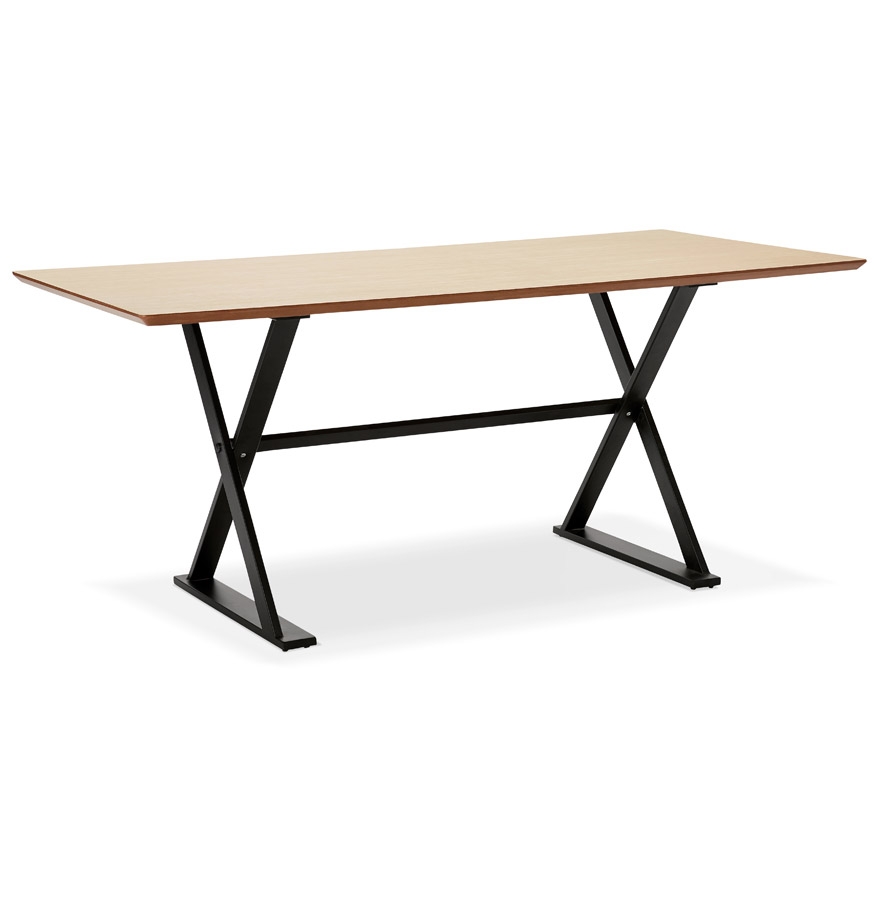 Table à diner / bureau design avec pieds en croix ´HAVANA´ en bois finition naturelle - 180x90 cm
