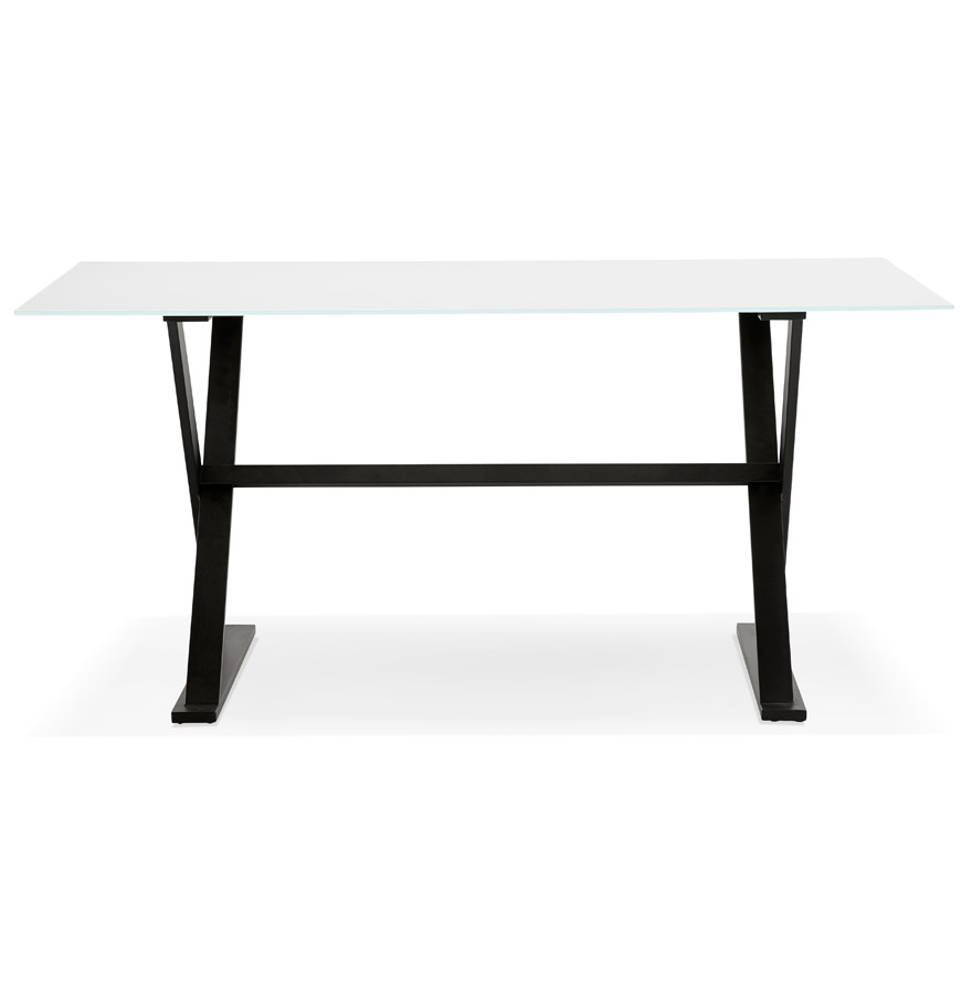 Table à diner / bureau design avec pieds en croix 'HAVANA' en verre blanc - 160x80 cm vue2