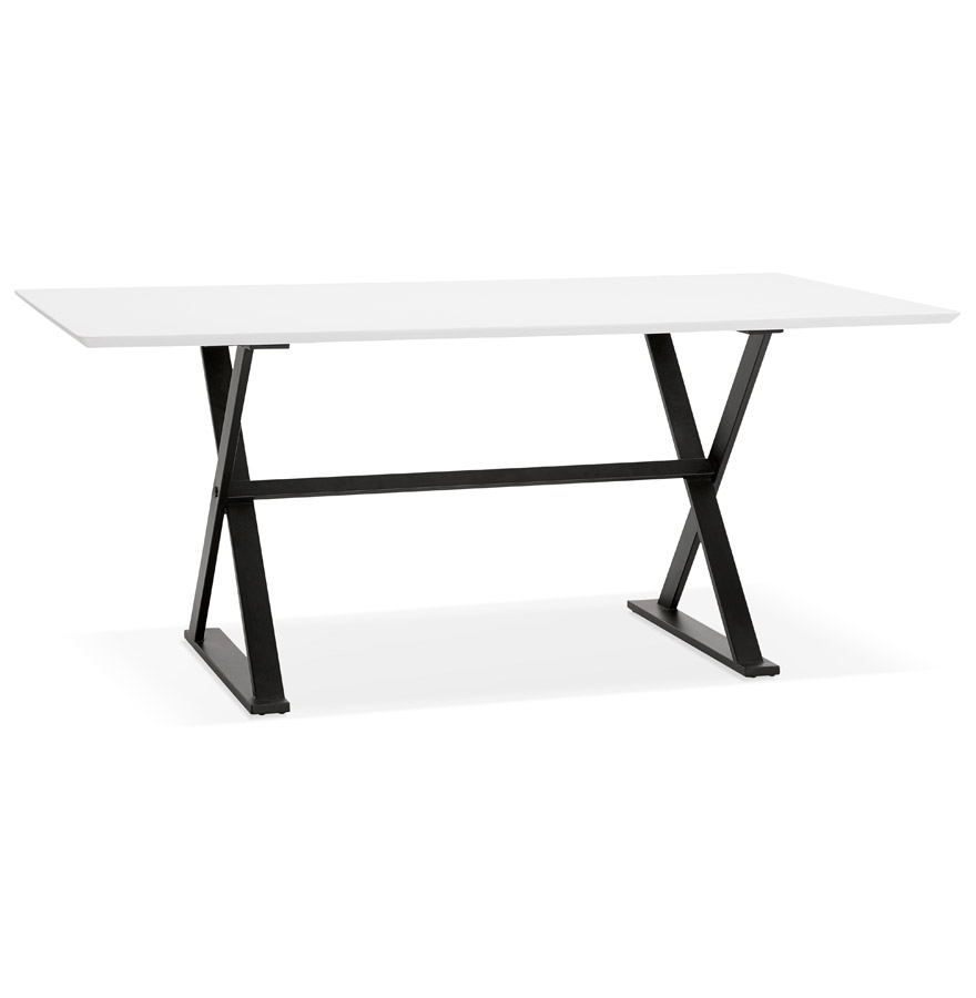 Table à diner / bureau design avec pieds en croix 'HAVANA' blanche - 180x90 cm vue3