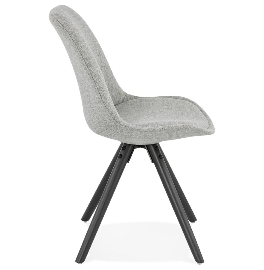 Chaise moderne 'HIPHOP' en tissu gris et pieds en bois noir vue3