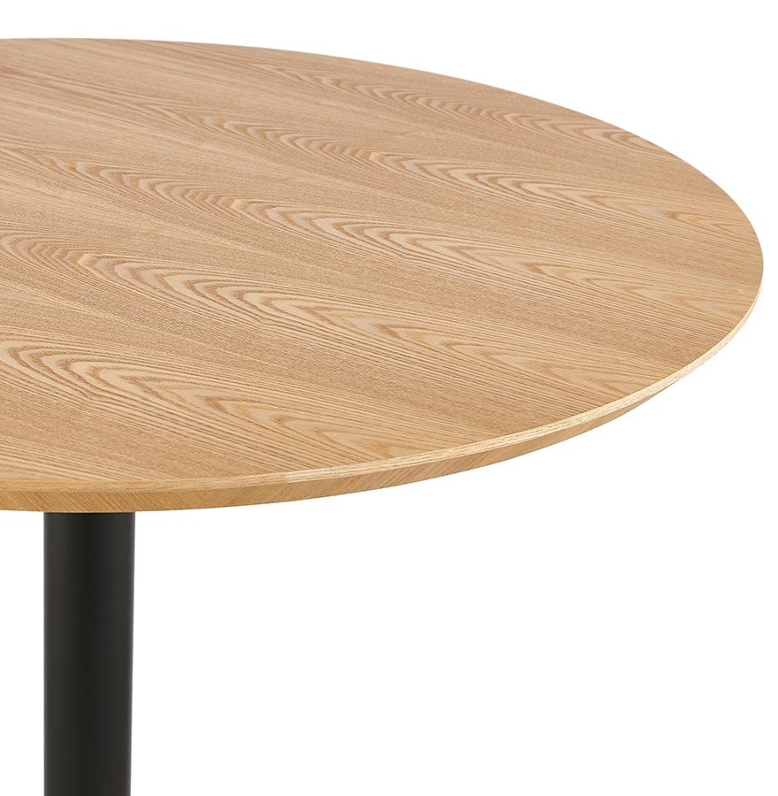 Table ronde design 'HUSH' en bois finition naturelle et métal noir - Ø 80 cm vue3