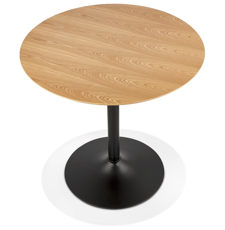 Table ronde design 'HUSH' en bois finition naturelle et métal noir - Ø 80 cm vue2
