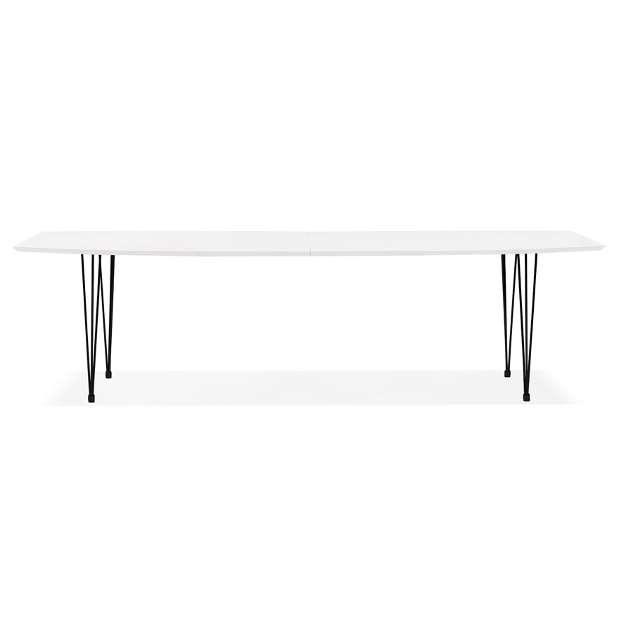 Table à dîner design extensible 'HUSKI' blanche avec pieds noirs style industriel - 170(270)x100 cm vue2