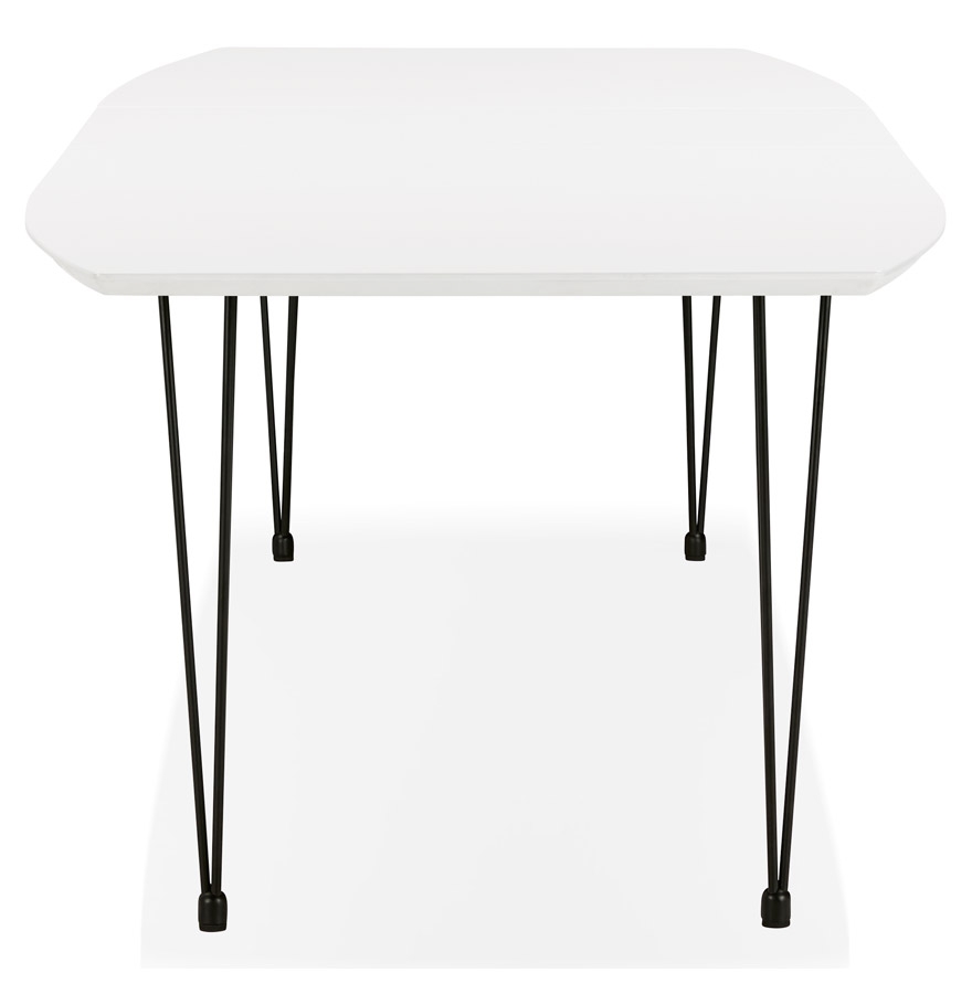 Table à dîner design extensible 'HUSKI' blanche avec pieds noirs style industriel - 170(270)x100 cm vue3