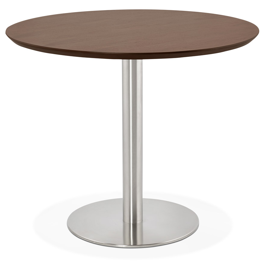 Petite table de bureau / à diner ronde 'INDIANA' en bois finition Noyer - Ø 90 cm vue2