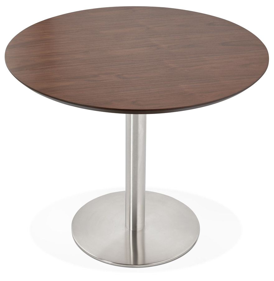 Petite table de bureau / à diner ronde 'INDIANA' en bois finition Noyer - Ø 90 cm vue3