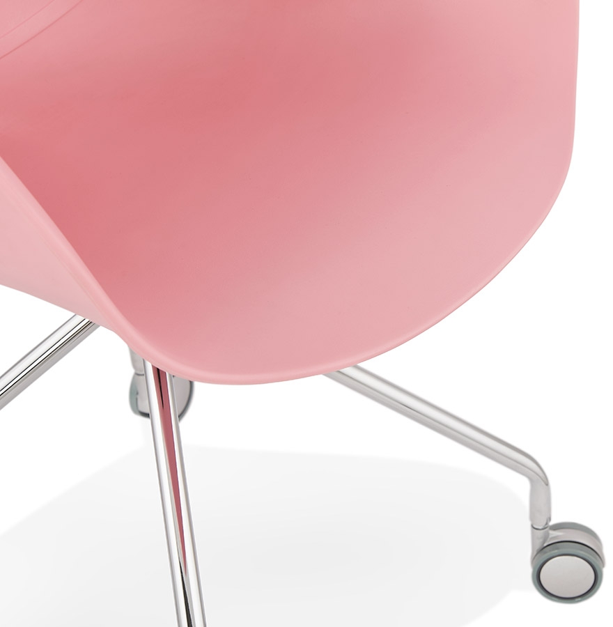 Chaise de bureau design ´JEFF´ rose sur roulettes