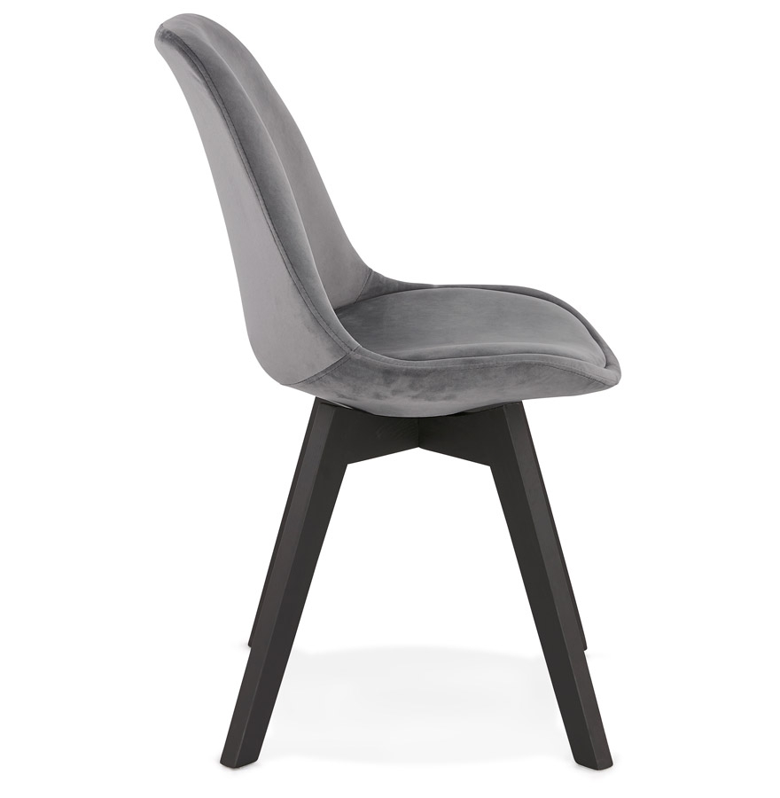 Chaise en velours gris 'JOE' avec structure en bois noir vue3