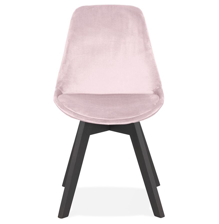 Chaise en velours rose 'JOE' avec structure en bois noir vue2