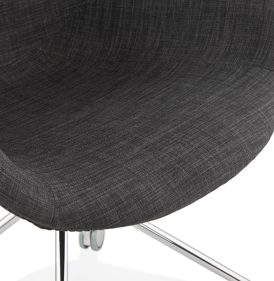 Chaise de bureau ´KEV´ en tissu gris foncé confortable sur roulettes