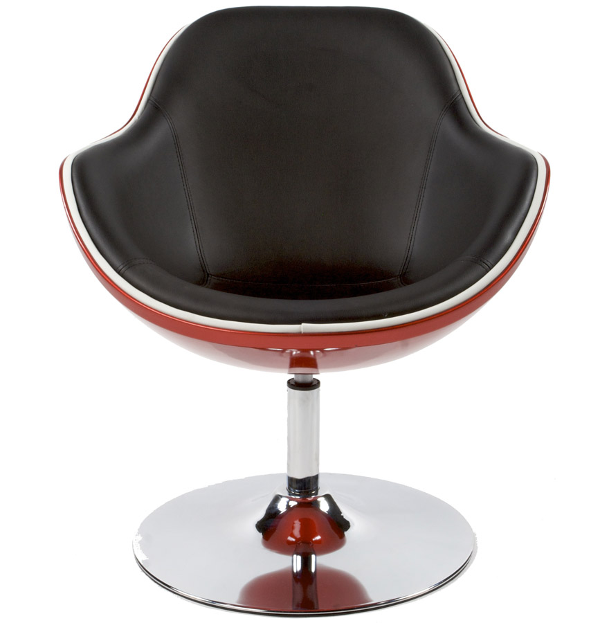 Fauteuil design ´KOK´ pivotant rouge et noir style retro