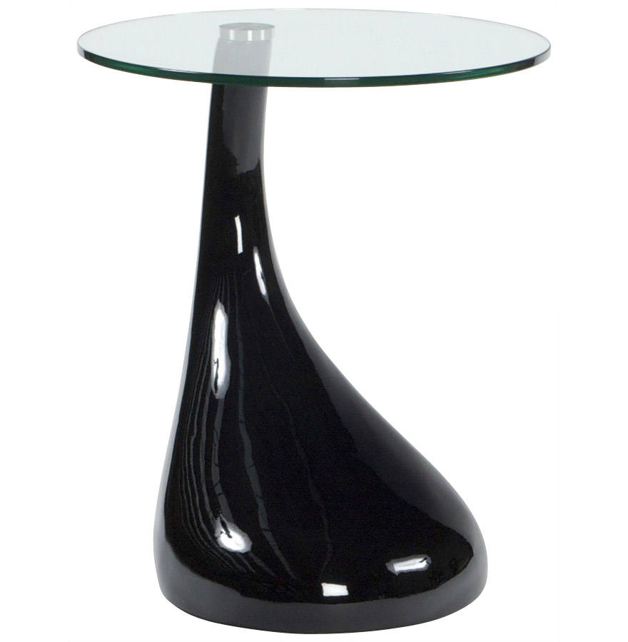 Table d´appoint ´KOMA´ design en verre et pied noir