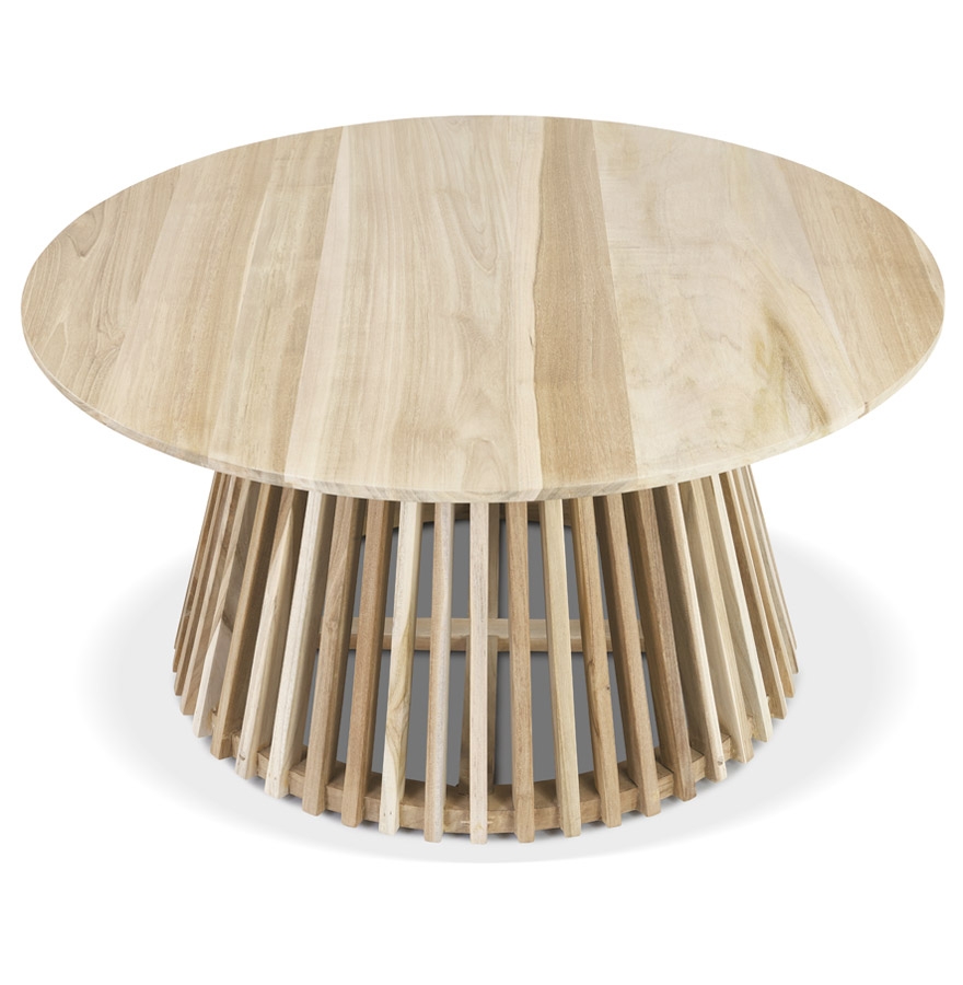 Table basse de salon ronde 'KWAPA' en bois Teck naturel intérieur - Ø 80 cm vue2
