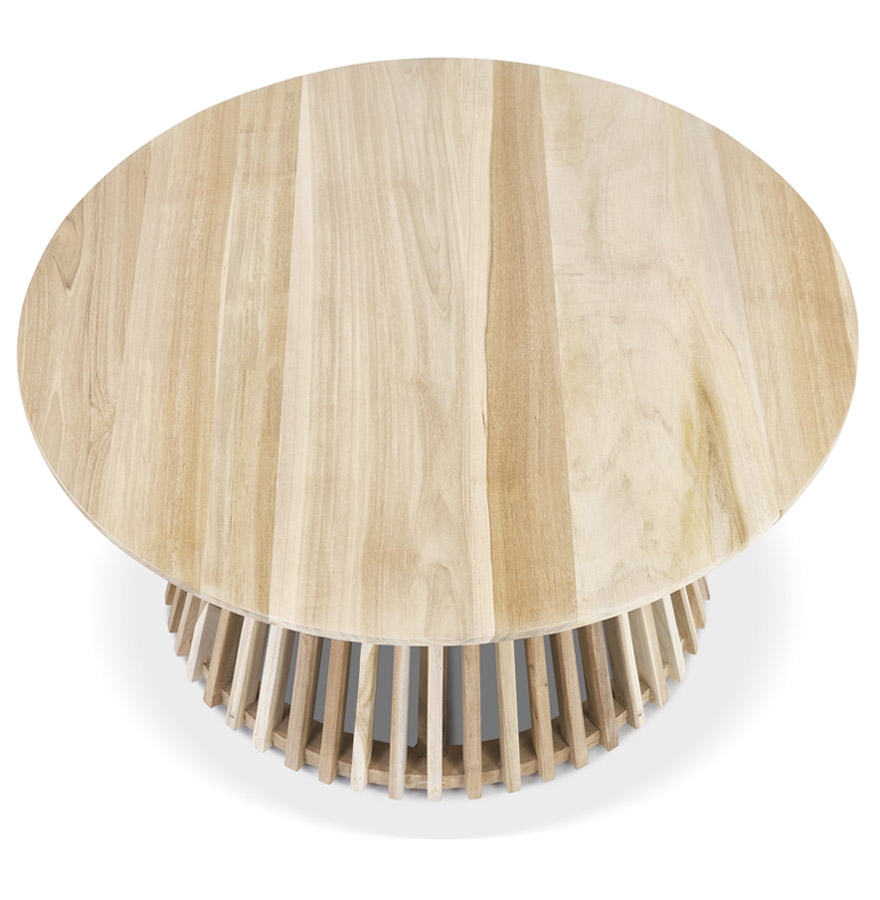 Table basse de salon ronde 'KWAPA' en bois Teck naturel intérieur - Ø 80 cm vue3