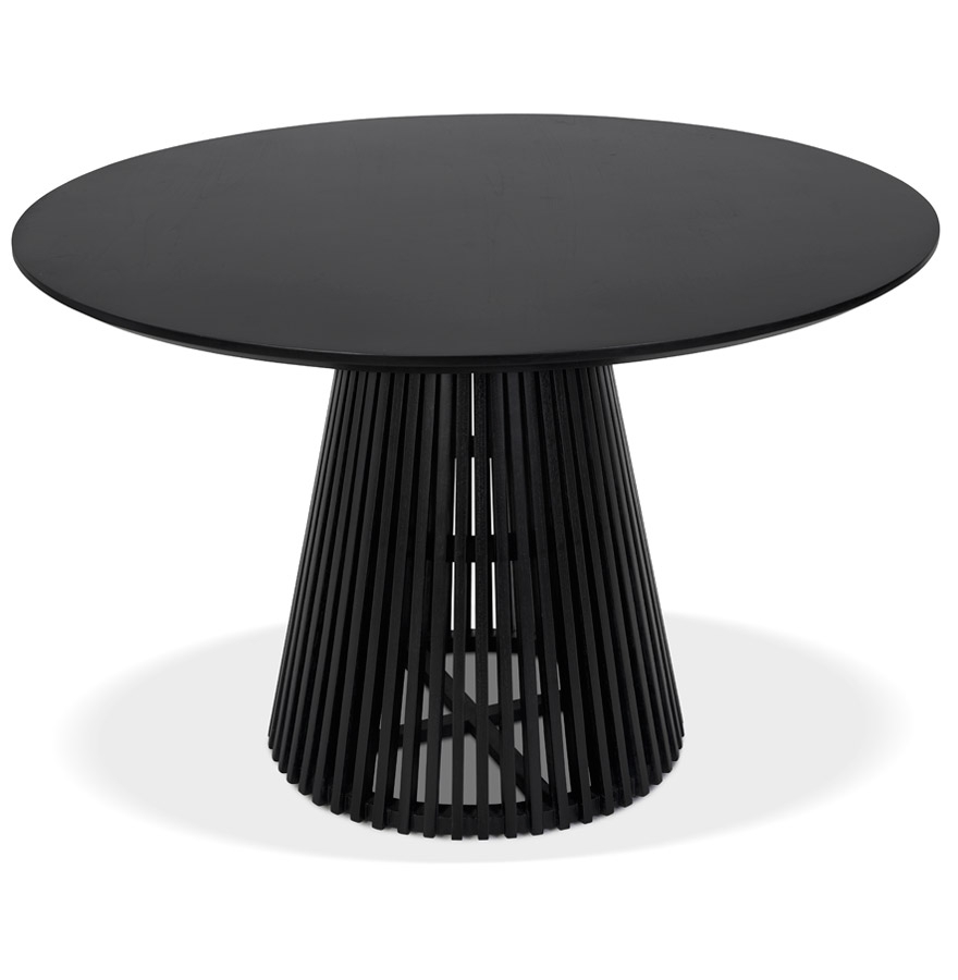 Table à manger ronde 'KWAPA' en bois Teck noir intérieur - Ø 120 cm vue2