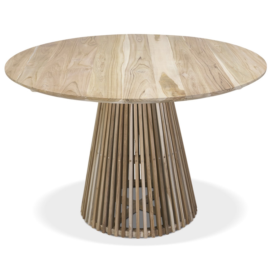 Table à manger ronde 'KWAPA' en bois Teck naturel intérieur - Ø 120 cm vue2
