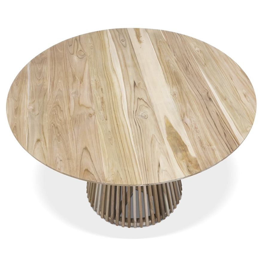 Table à manger ronde 'KWAPA' en bois Teck naturel intérieur - Ø 120 cm vue3