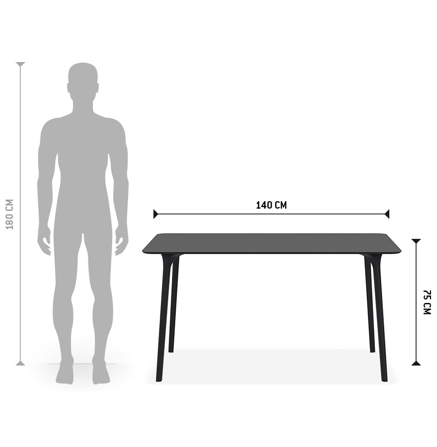 Table de jardin design 'LAGOON' noire intérieur / extérieur  - 140x80 cm vue2