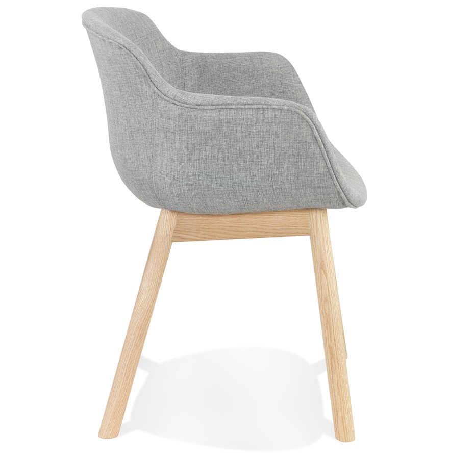 Chaise avec accoudoirs 'LAMBIC' en tissu gris clair et pieds en bois naturel vue3