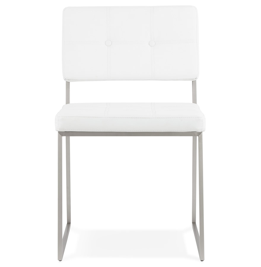 Chaise design capitonnée ´LEON´ en matière synthétique blanche