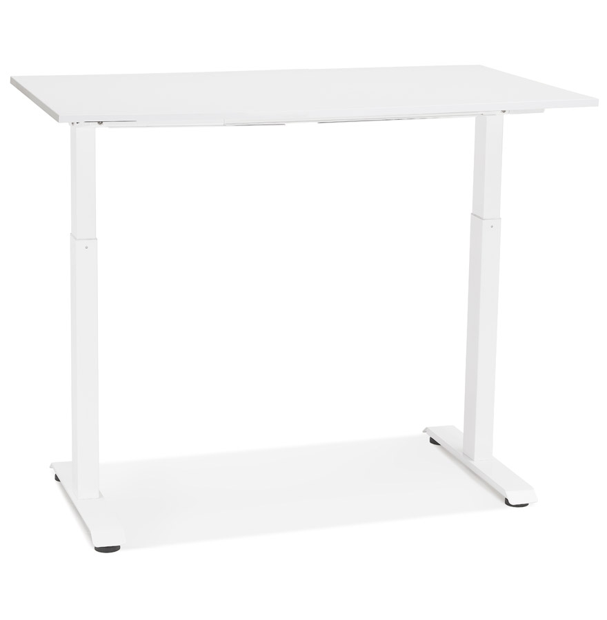 Petit bureau assis/debout 'LIVELLO' en bois et métal blanc - 120x60 cm vue2