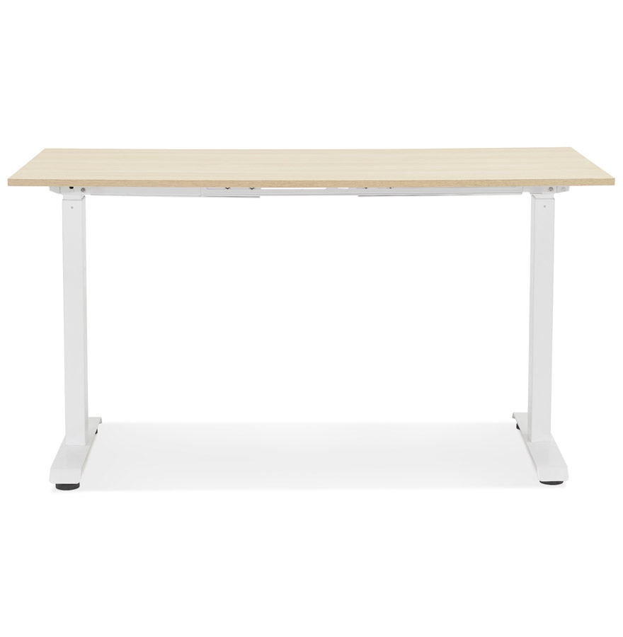 Bureau droit assis/debout 'LIVELLO' en bois finition naturelle et métal blanc - 140x70 cm vue3