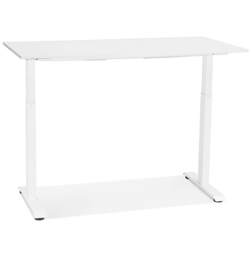 Bureau droit assis/debout 'LIVELLO' en bois et métal blanc - 140x70 cm vue2