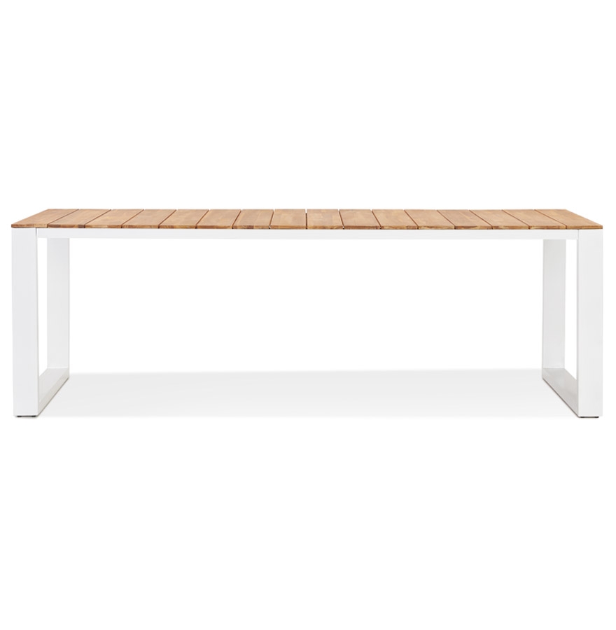Table à dîner 'LOMOK' en bois massif et métal blanc - 240x100 cm vue2
