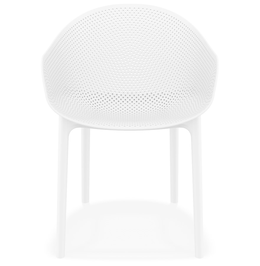 Chaise de terrasse perforée 'LUCKY' blanche design vue2